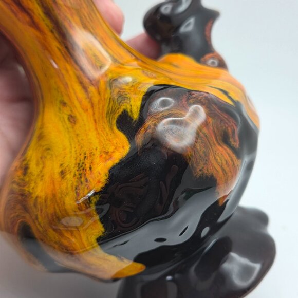 VTG Canadian Pottery Evangeline Pitcher Jug Drip Glaze Orange Brown Black MCM - Picture 8 of 13